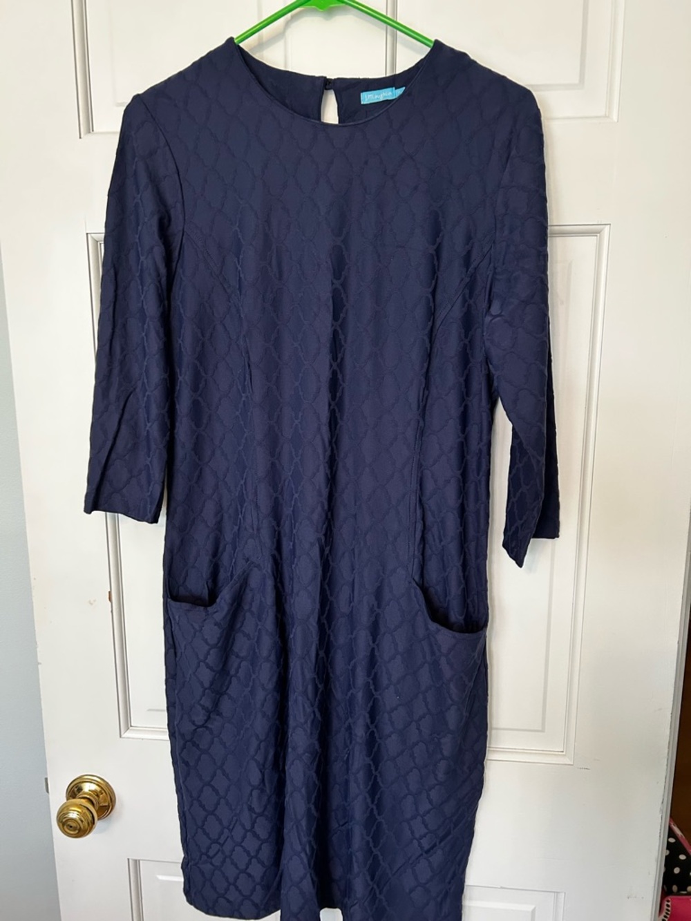 J. McLaughlin Navy Textured Shift Dress with Pockets